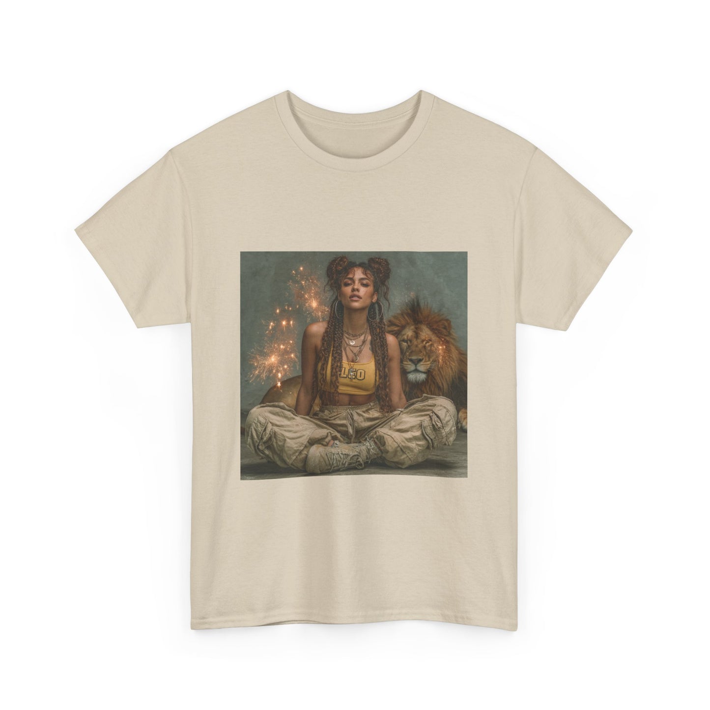 Leo Graphic Tee | Unisex Heavy Cotton T-Shirt for Yoga Lovers, Mindfulness, Gift for Her, Relaxation