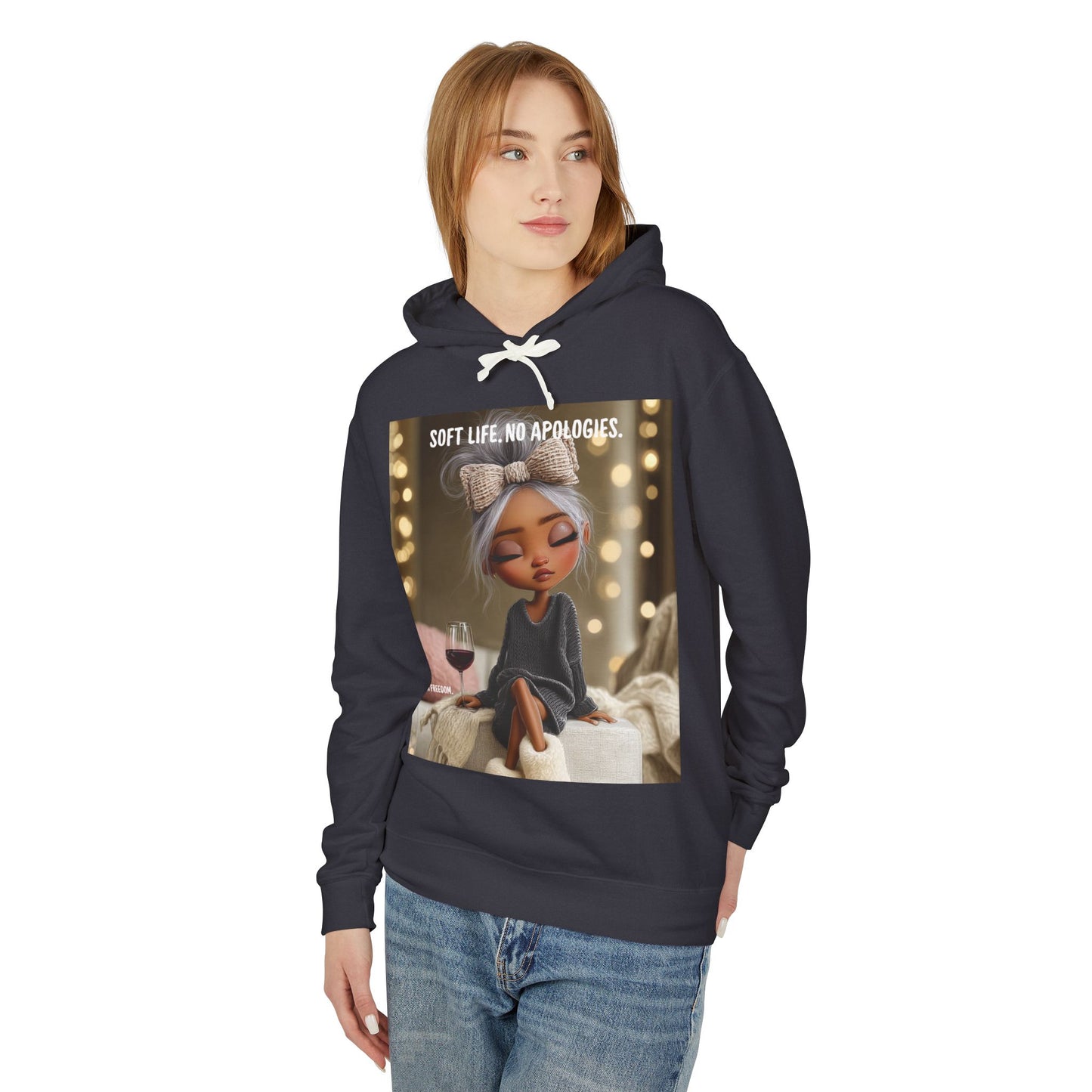 “Cheers to Me.” Hoodie — Relaxed Girl Illustration Sweatshirt
