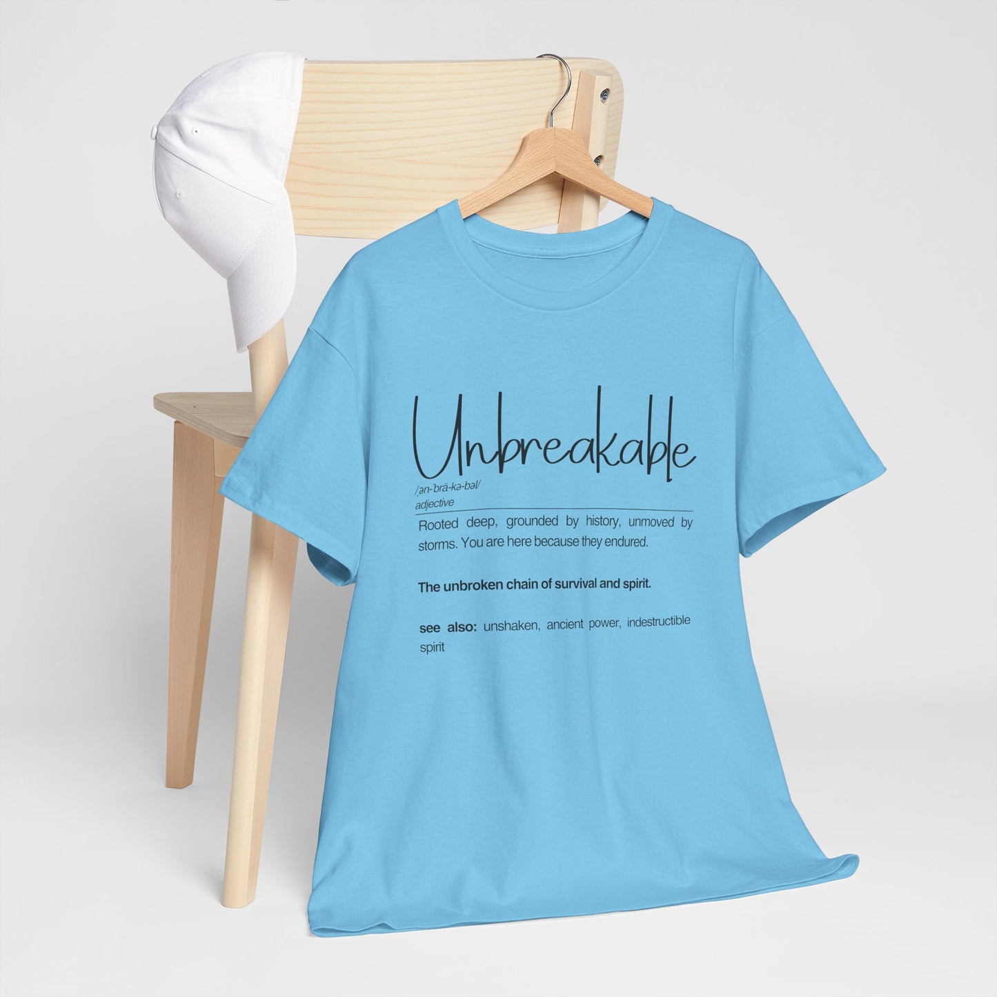 "Unbreakable" Unisex Heavy Cotton Tee - Rooted deep, Grounded by history | Casual Wear, Inspirational Gift, Everyday Comfort, Birthday Present, Motivational Apparel