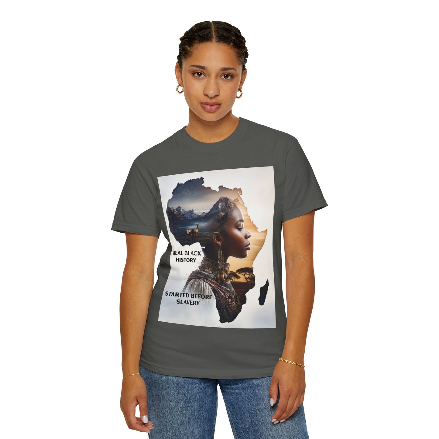 "Real Black History Started Before Slavery" African Heritage Graphic Tee