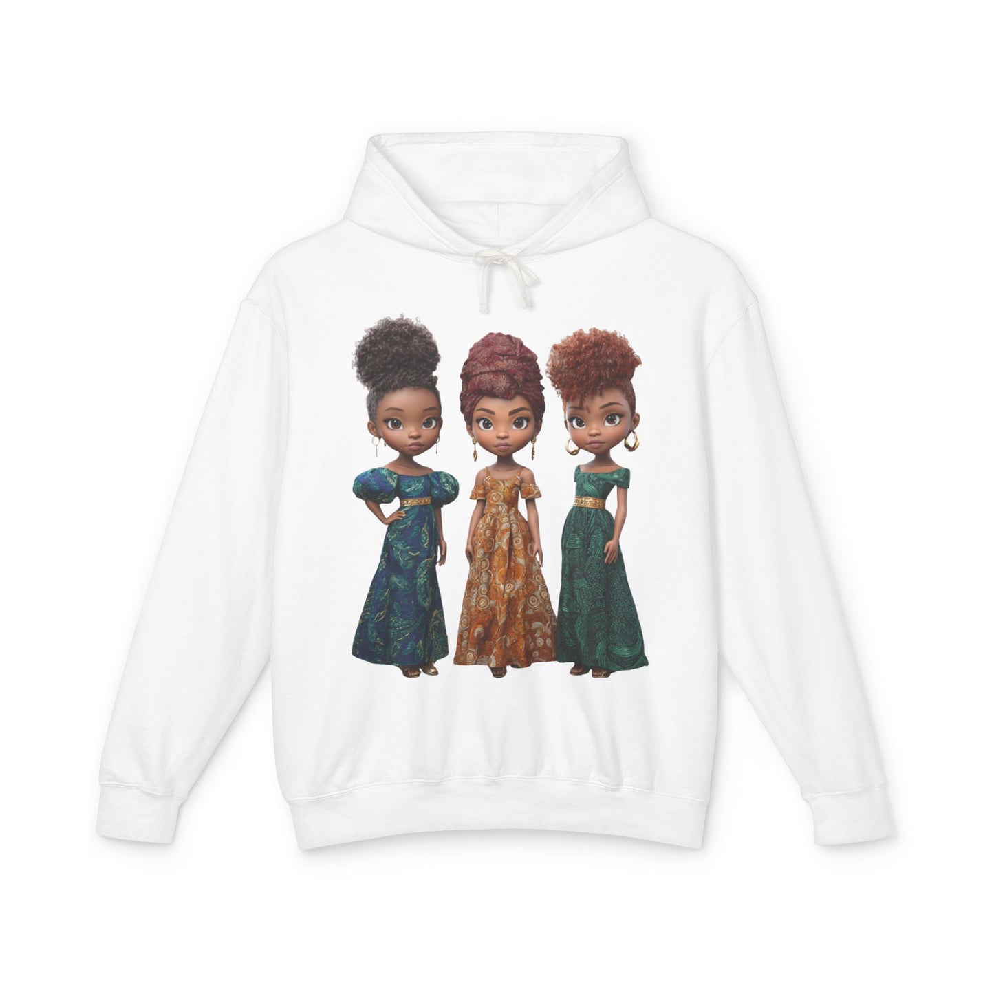 African Heritage Royalty Doll Trio Graphic Lightweight Hoodie