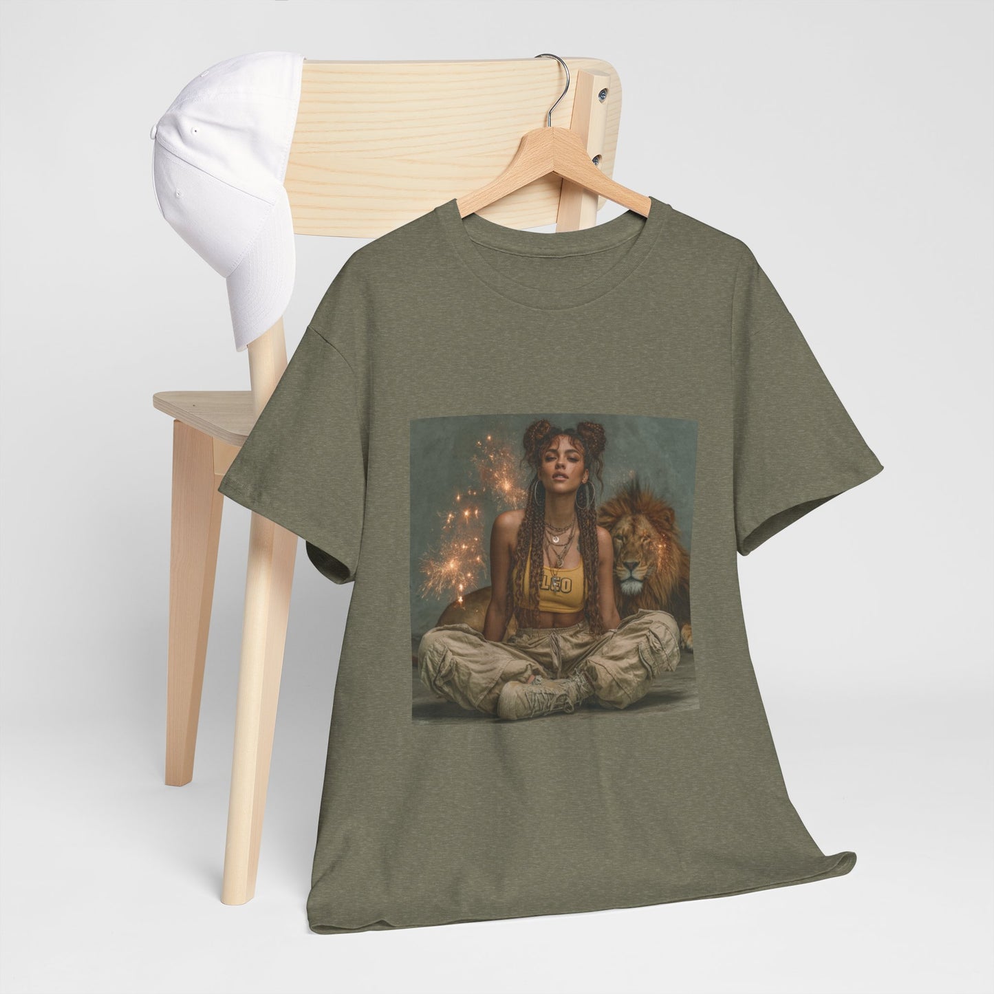 Leo Graphic Tee | Unisex Heavy Cotton T-Shirt for Yoga Lovers, Mindfulness, Gift for Her, Relaxation