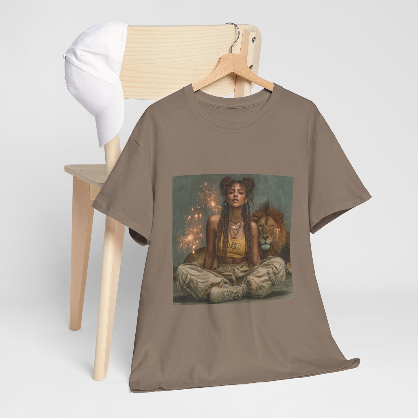 Leo Graphic Tee | Unisex Heavy Cotton T-Shirt for Yoga Lovers, Mindfulness, Gift for Her, Relaxation