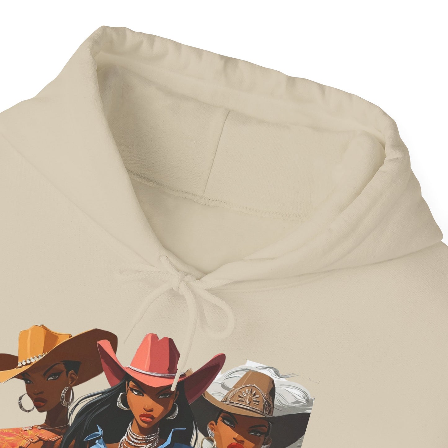 “Yeehaw & Unbothered” Trio Hoodie — Retro Western Cowgirl Graphic Sweatshirt