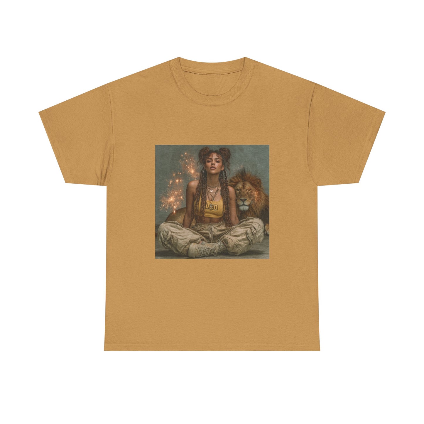 Leo Graphic Tee | Unisex Heavy Cotton T-Shirt for Yoga Lovers, Mindfulness, Gift for Her, Relaxation