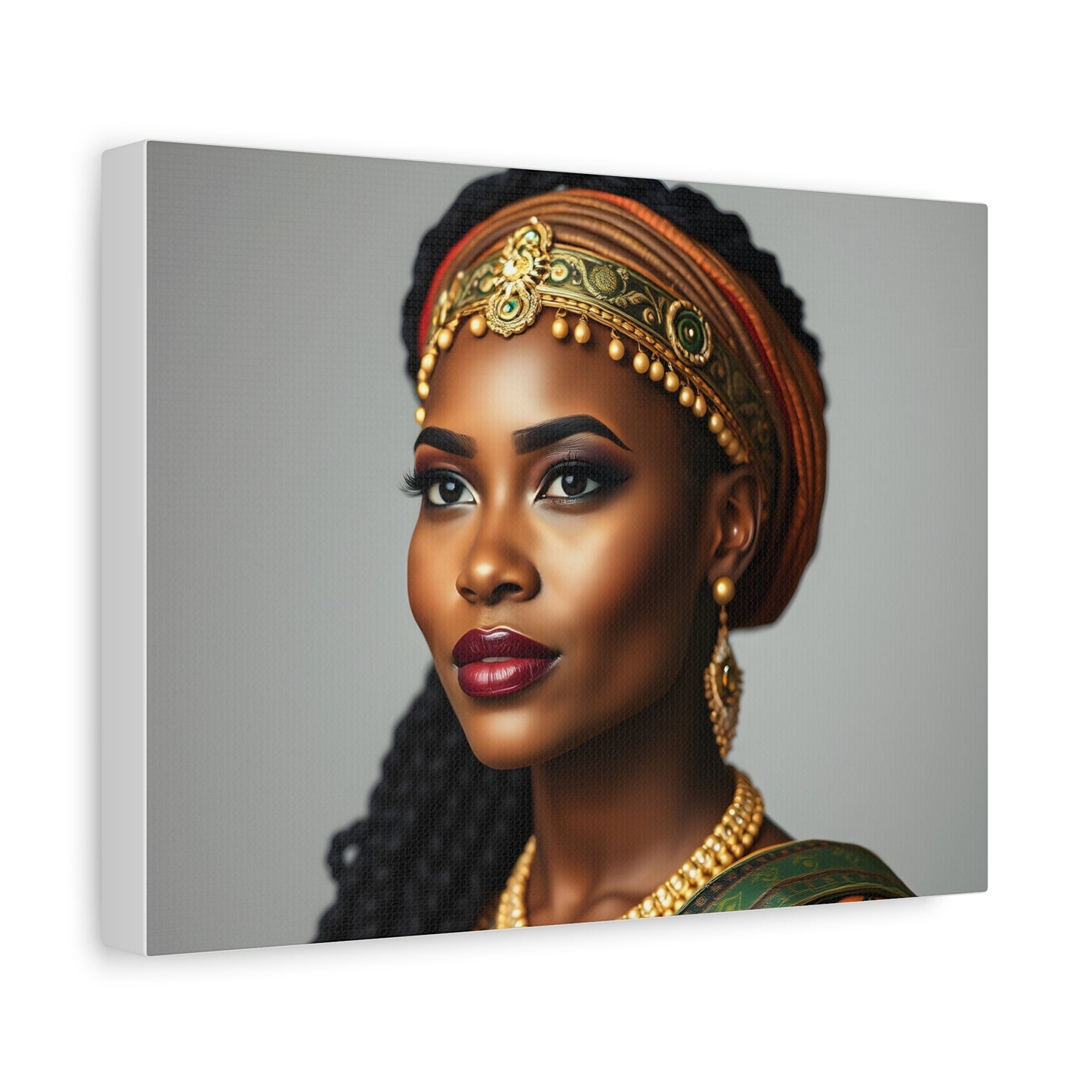 Elegant African Queen Stretched Canvas Wall Art | 1.25" Depth