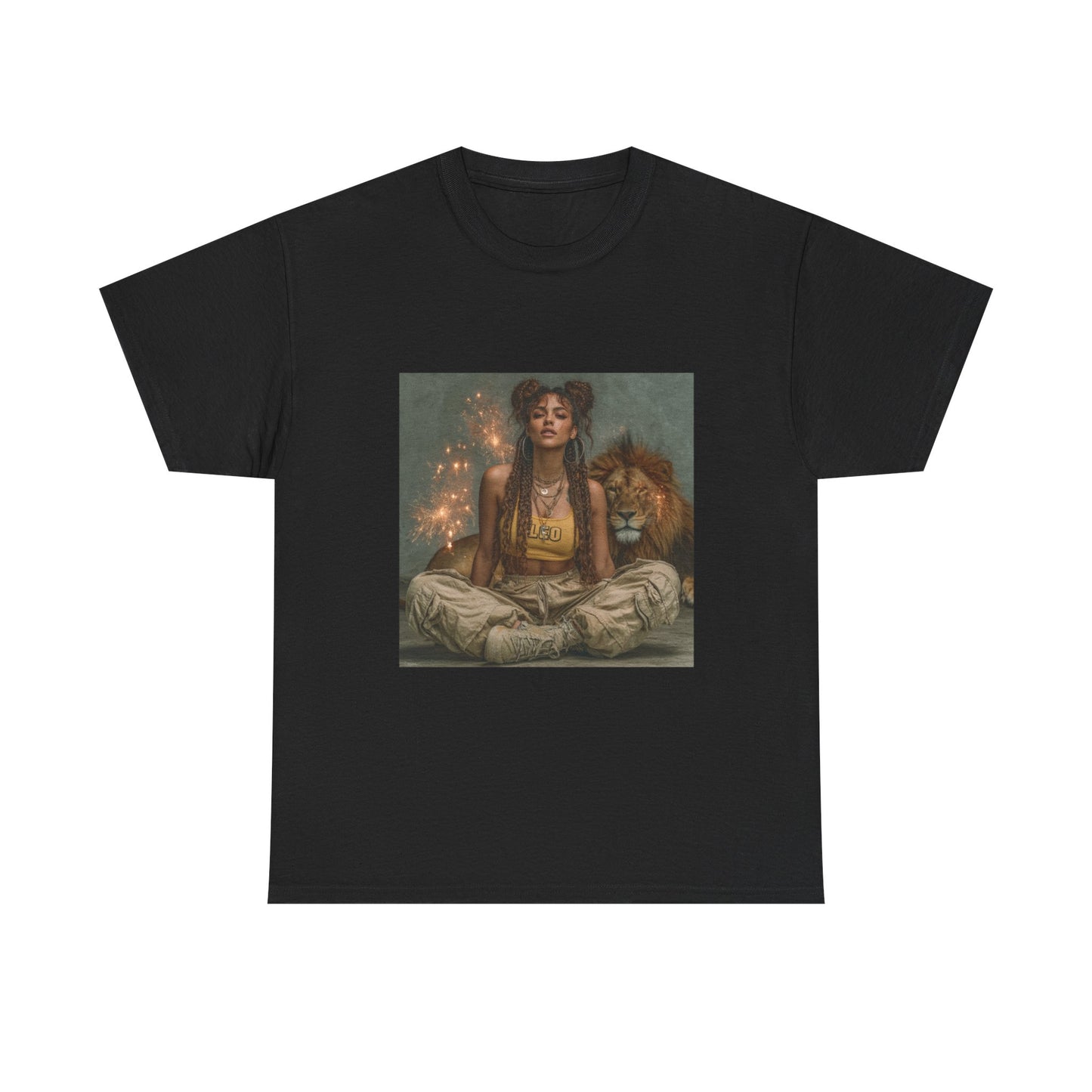 Leo Graphic Tee | Unisex Heavy Cotton T-Shirt for Yoga Lovers, Mindfulness, Gift for Her, Relaxation