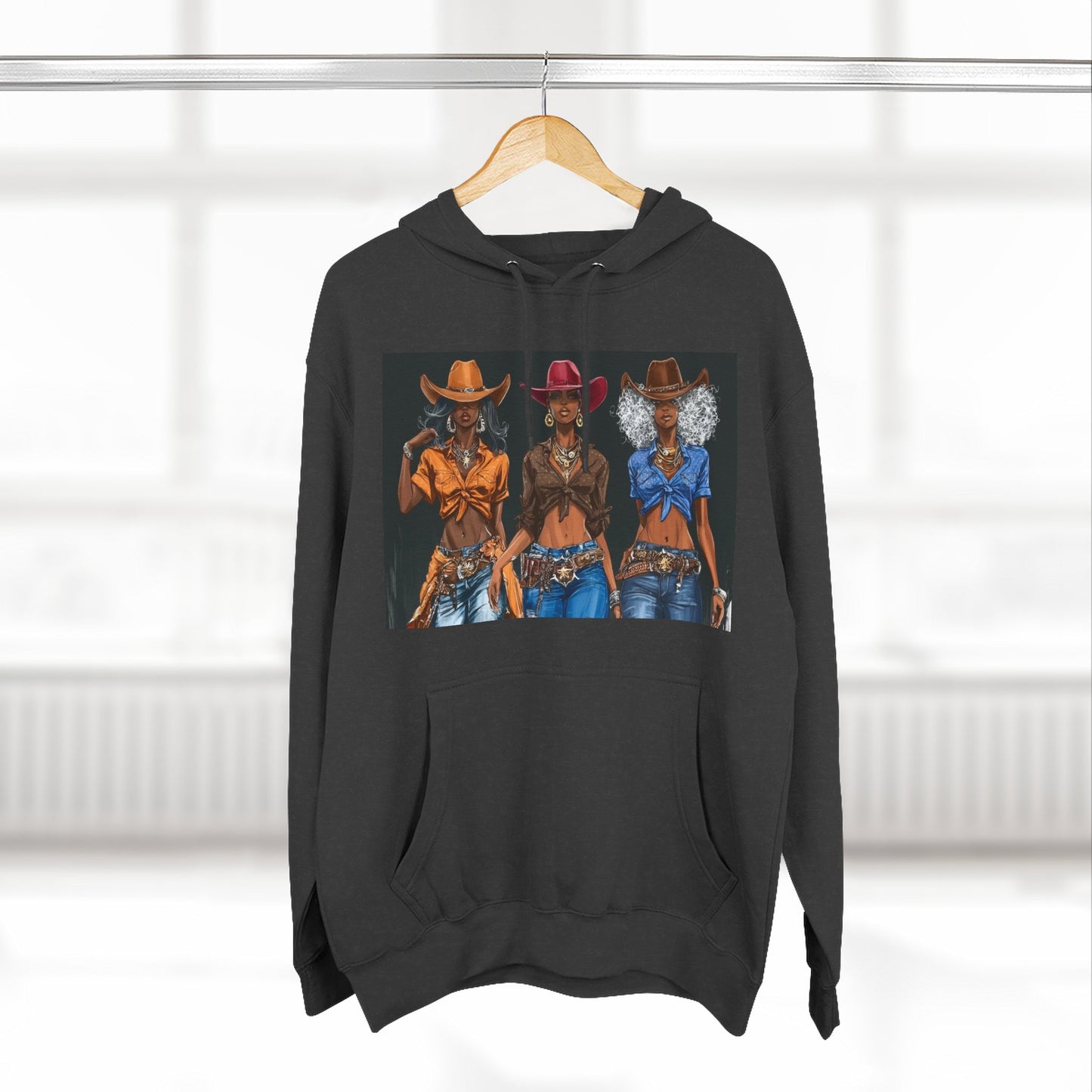 “Cowgirl Collective” Art Hoodie — Western Women Illustration Fleece Pullover