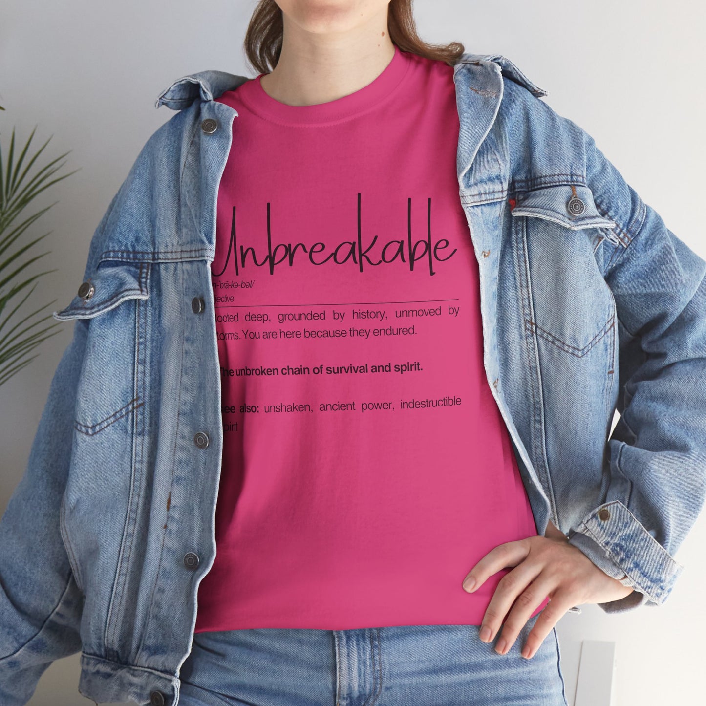 "Unbreakable" Unisex Heavy Cotton Tee - Rooted deep, Grounded by history | Casual Wear, Inspirational Gift, Everyday Comfort, Birthday Present, Motivational Apparel