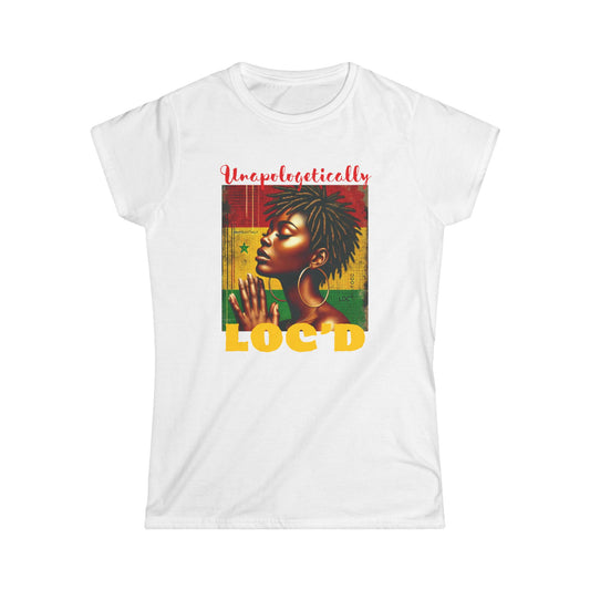 Unapologetically Loc'd Women's Softstyle Tee, Natural Hair Pride Shirt, Gift for Loc'd Queens, Afrocentric Apparel, Black History Month Tee