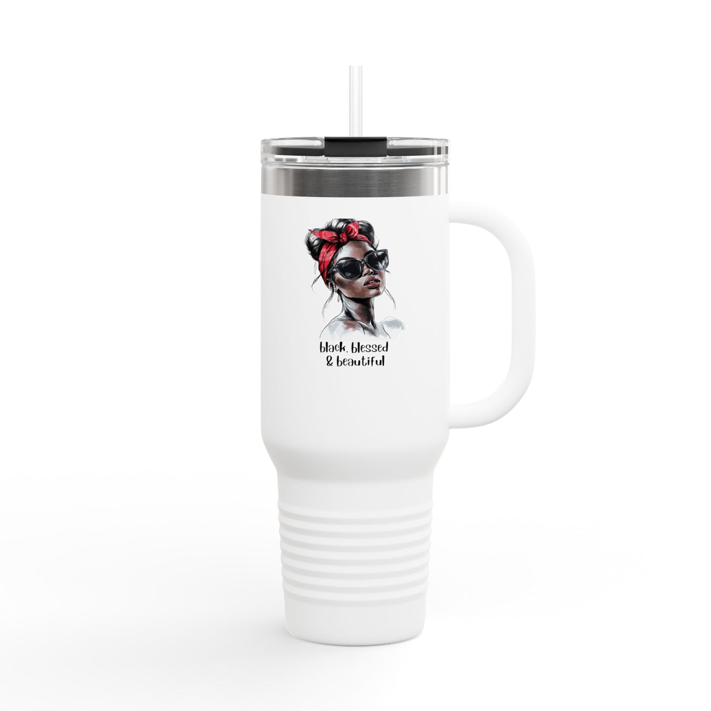 40oz Insulated Travel Mug - Black, Blessed & Beautiful Design