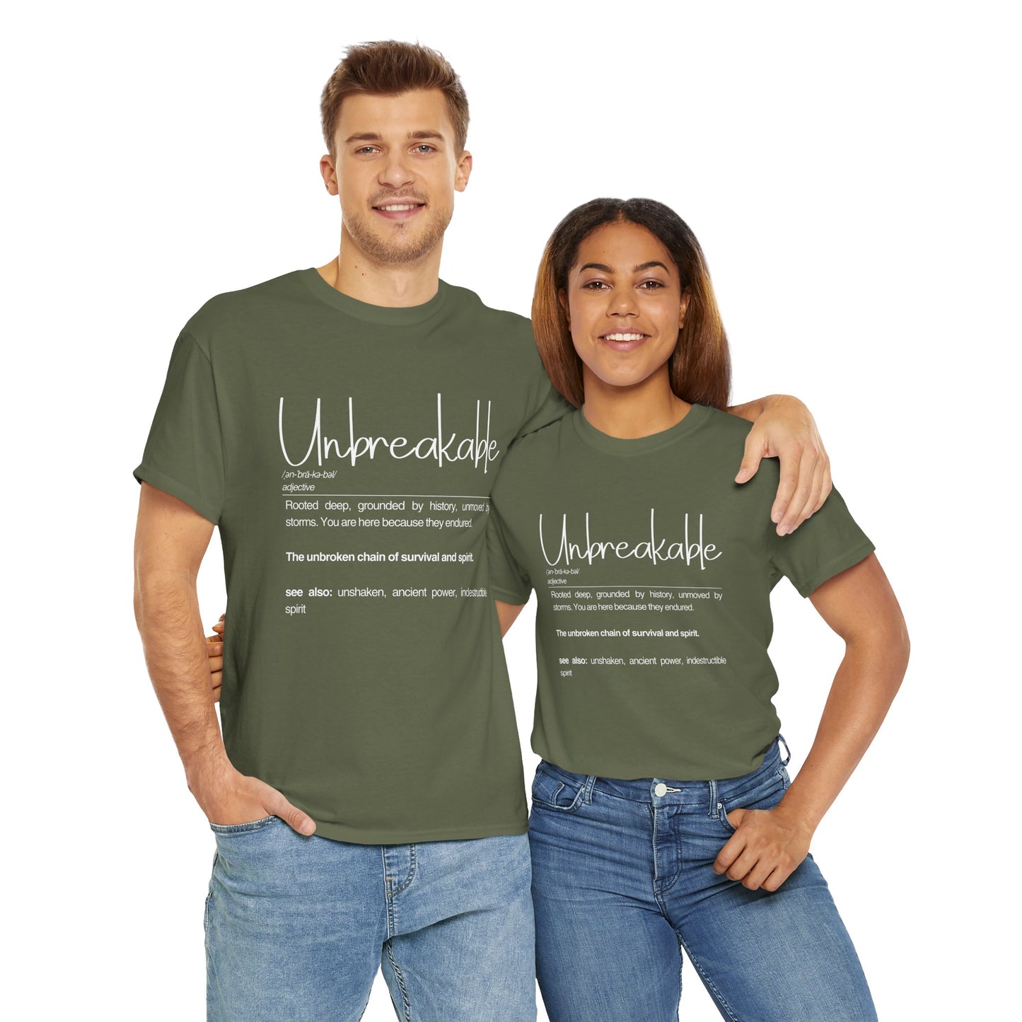 Unbreakable Definition Tee | Unisex Heavy Cotton Shirt, Vintage Inspirational Gift, Casual Wear, Motivational Quote T-Shirt