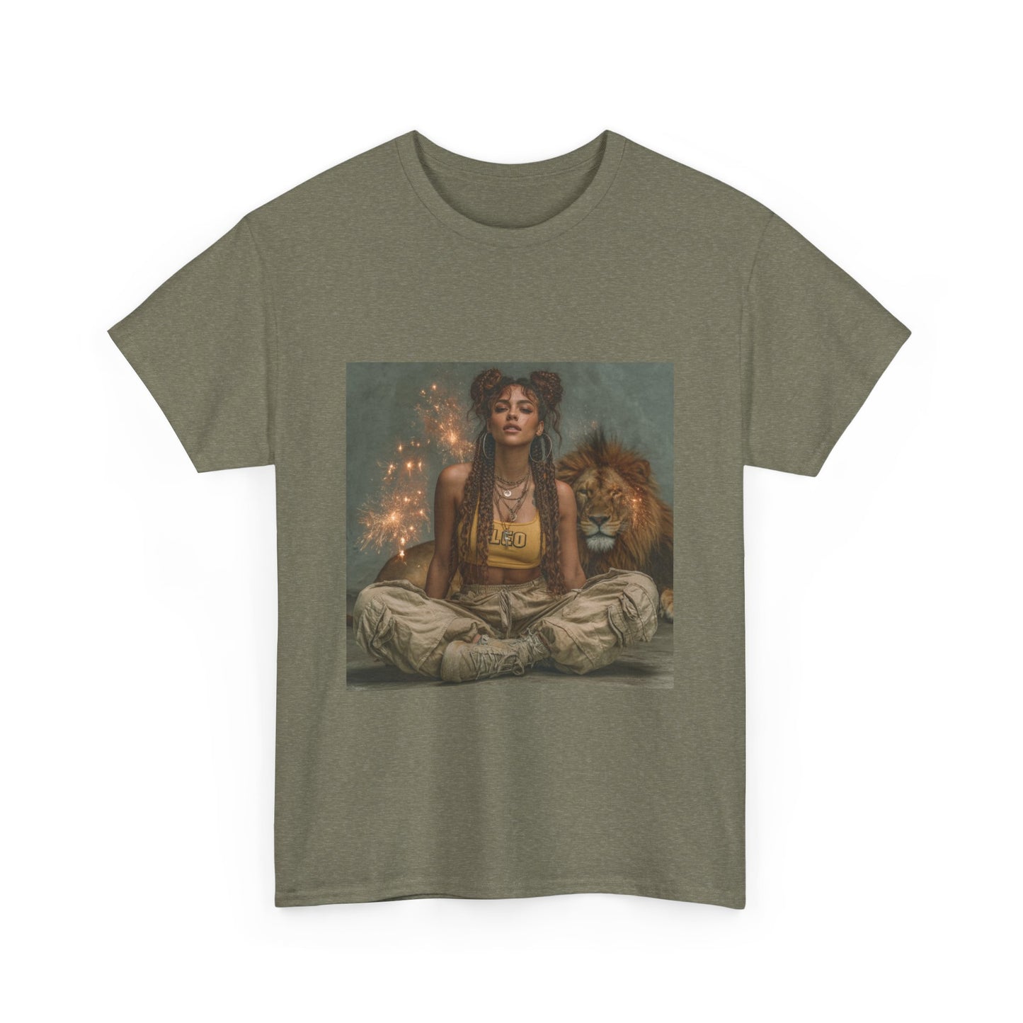 Leo Graphic Tee | Unisex Heavy Cotton T-Shirt for Yoga Lovers, Mindfulness, Gift for Her, Relaxation