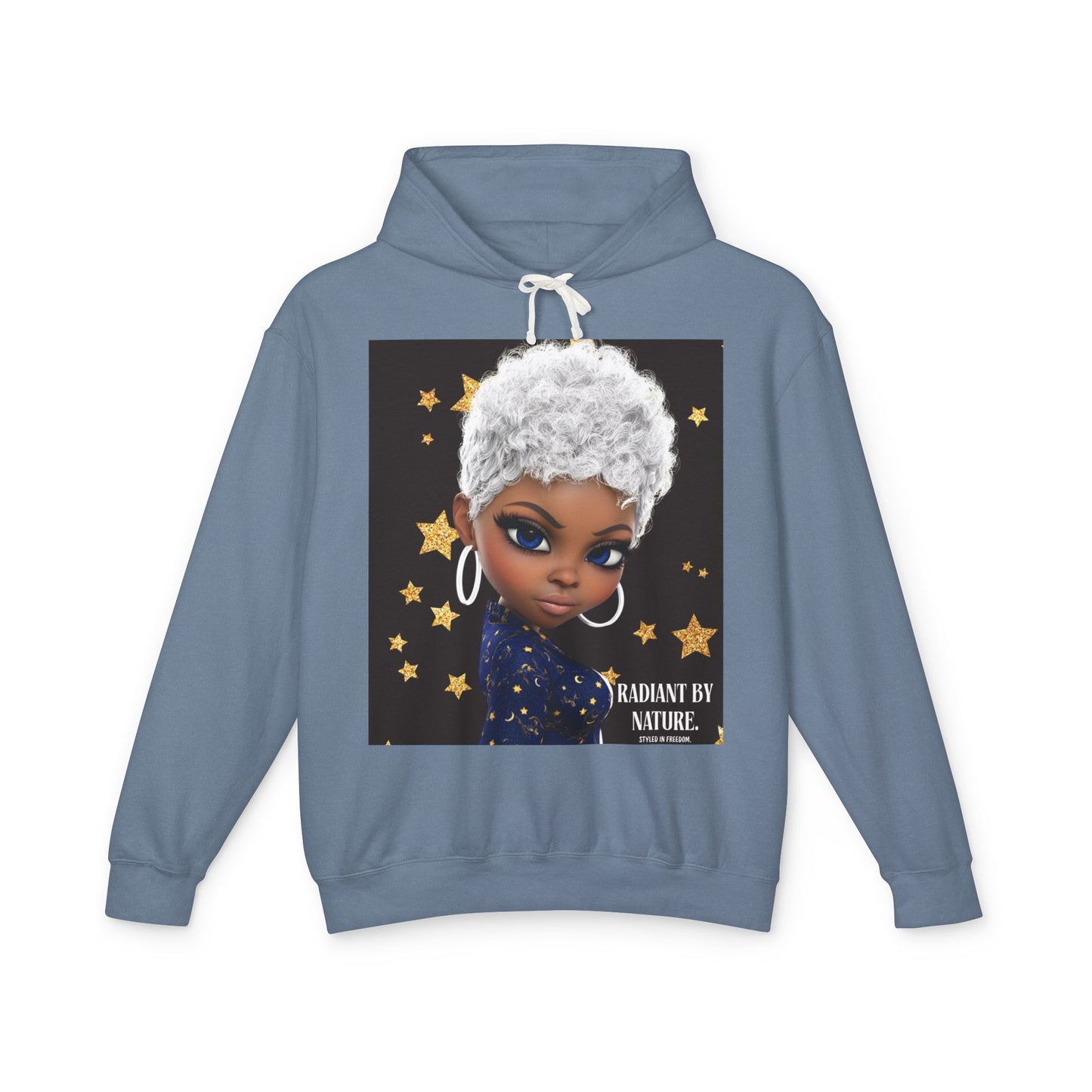 Radiant Me Chic Granny Portrait Hoodie — Cute Elderly Woman Illustration Sweatshirt