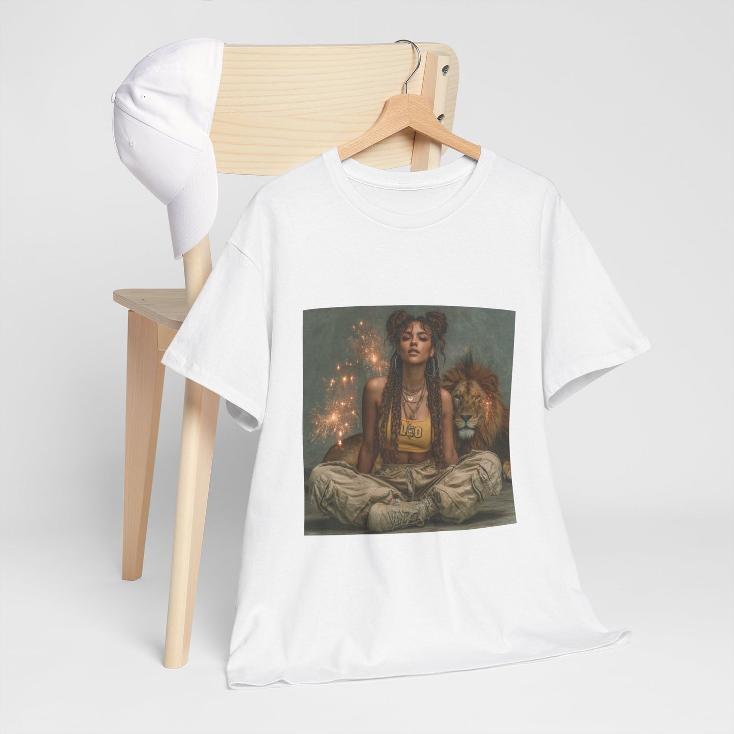 Leo Graphic Tee | Unisex Heavy Cotton T-Shirt for Yoga Lovers, Mindfulness, Gift for Her, Relaxation