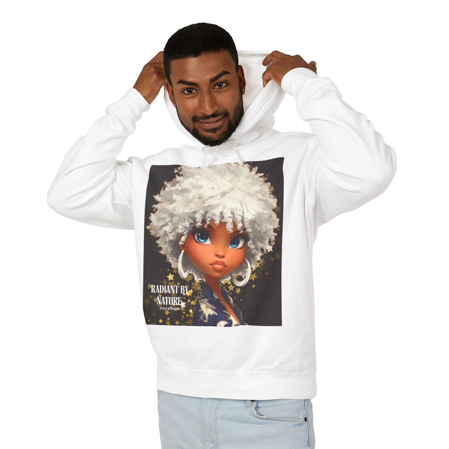 'Radiant Me' Afro Doll Portrait Hooded Sweatshirt