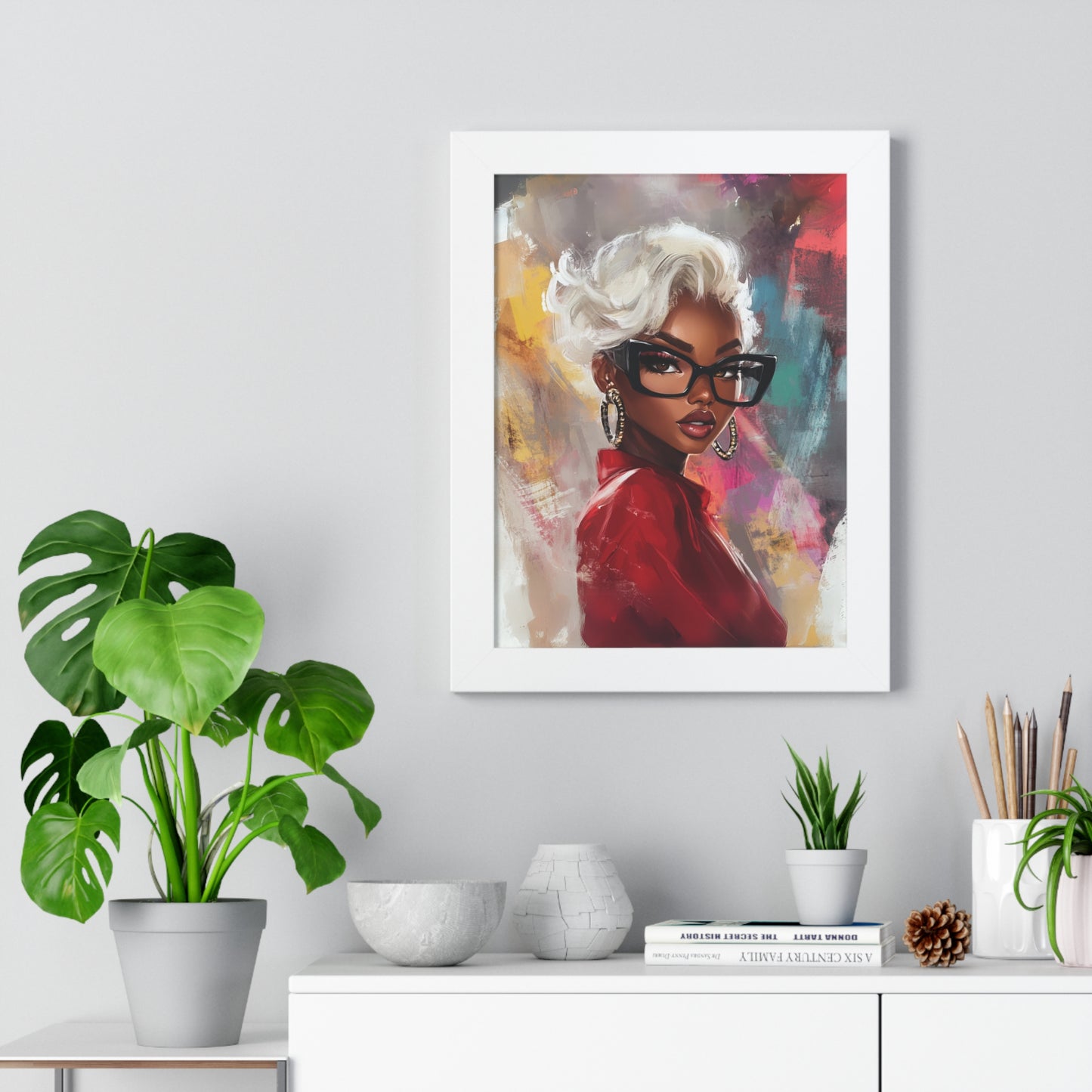 Chic Black Woman Framed Vertical Poster - Stylish Home Decor Art