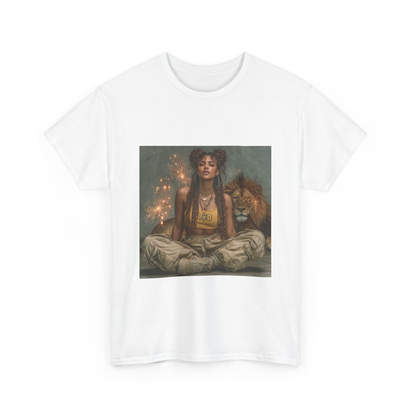 Leo Graphic Tee | Unisex Heavy Cotton T-Shirt for Yoga Lovers, Mindfulness, Gift for Her, Relaxation