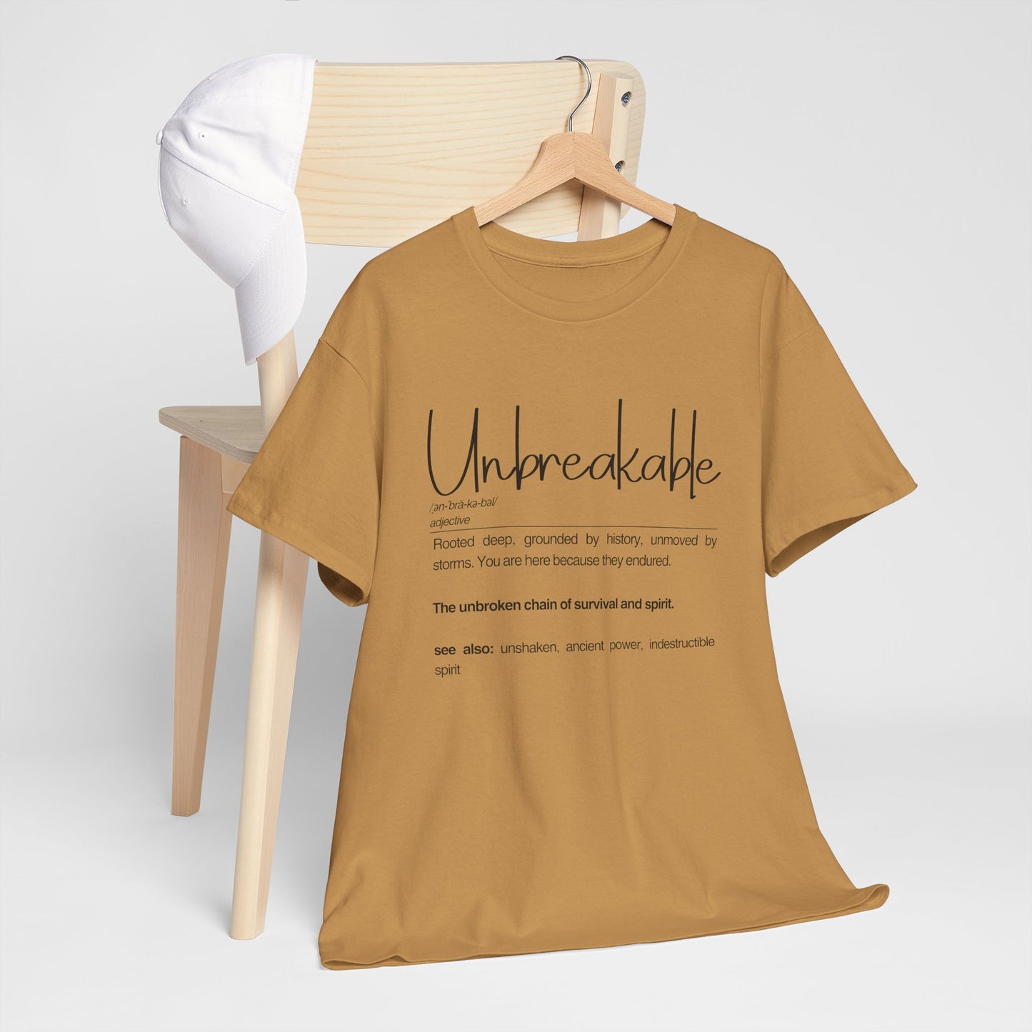 "Unbreakable" Unisex Heavy Cotton Tee - Rooted deep, Grounded by history | Casual Wear, Inspirational Gift, Everyday Comfort, Birthday Present, Motivational Apparel