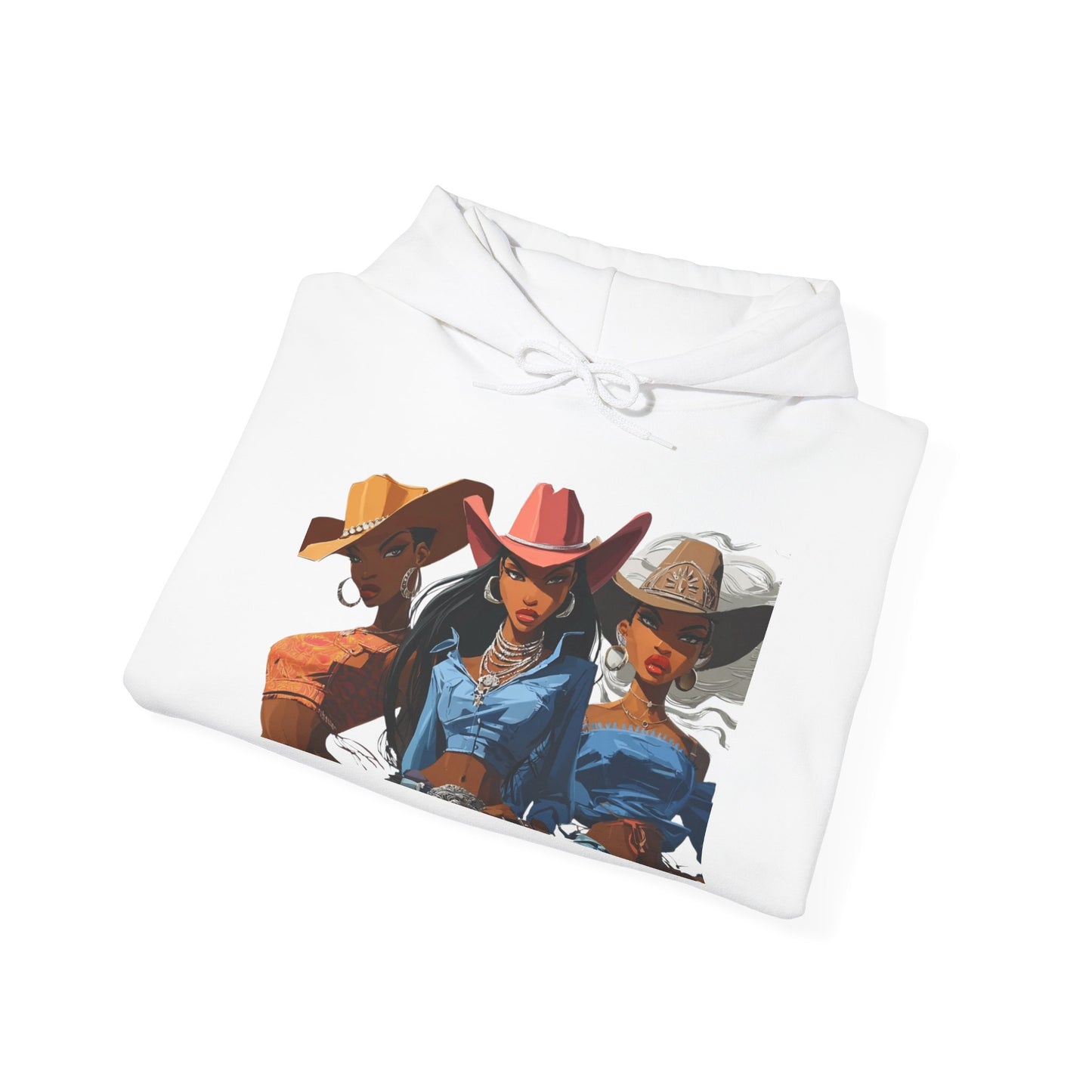 “Yeehaw & Unbothered” Trio Hoodie — Retro Western Cowgirl Graphic Sweatshirt