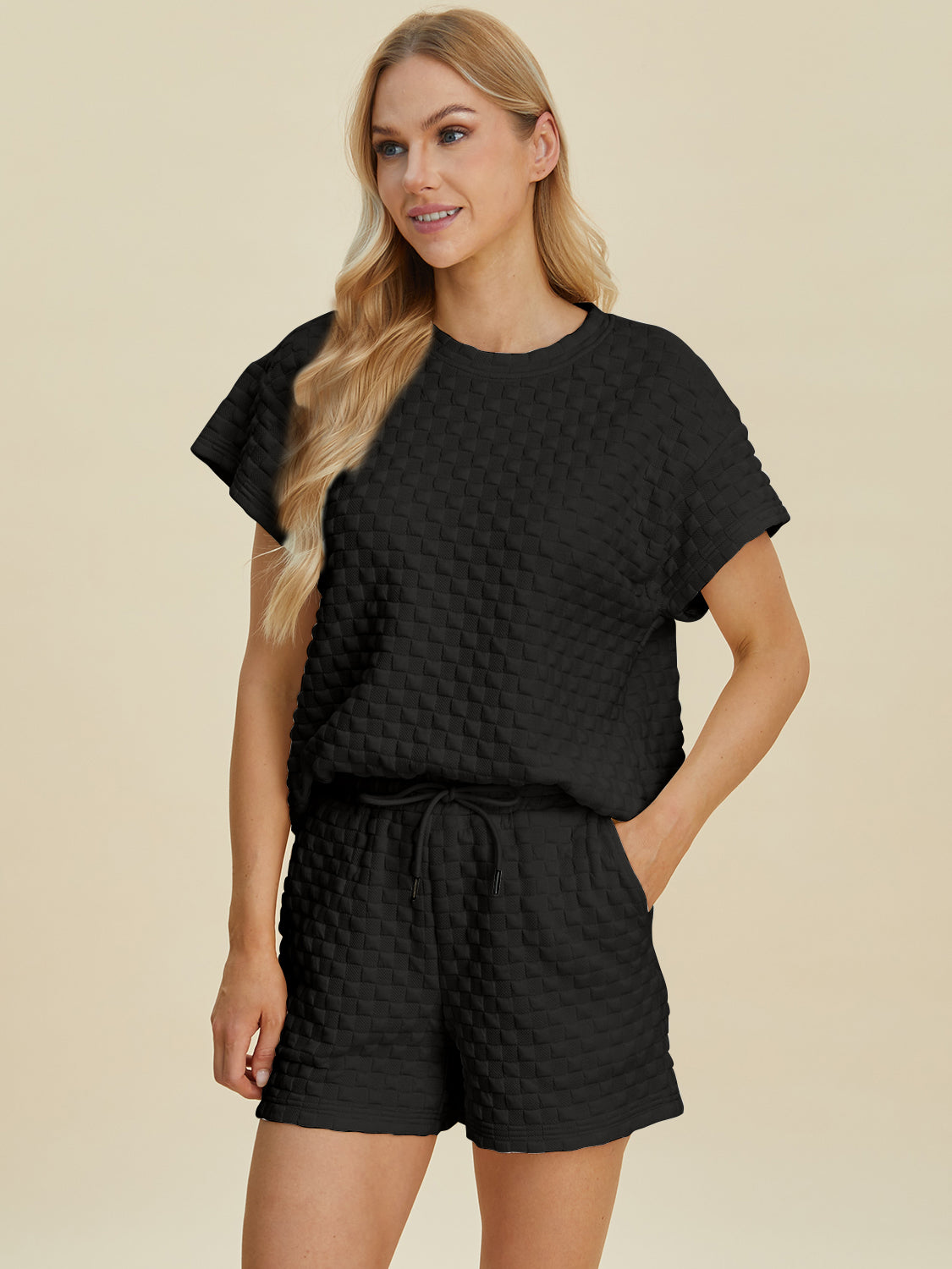 Texture T-Shirt and Shorts Set