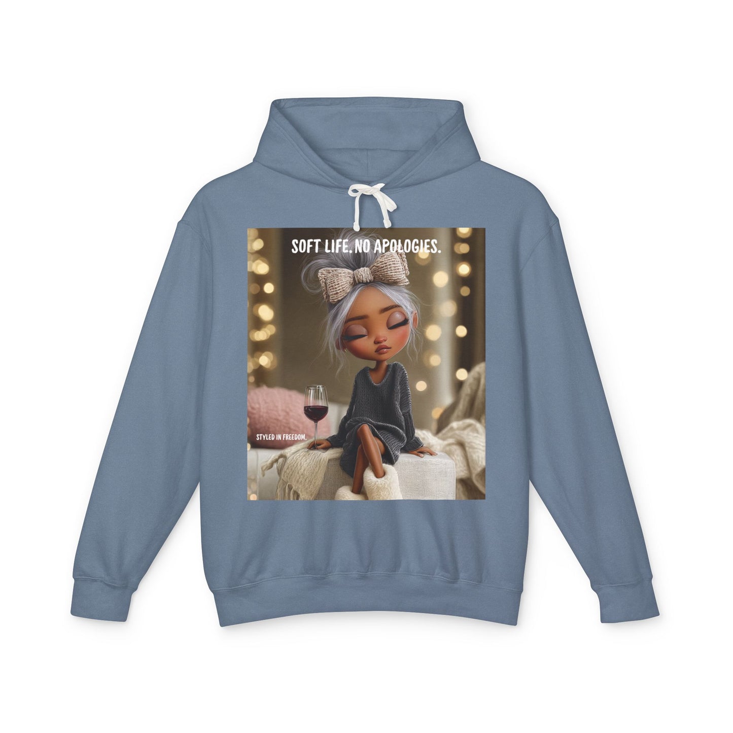 “Cheers to Me.” Hoodie — Relaxed Girl Illustration Sweatshirt