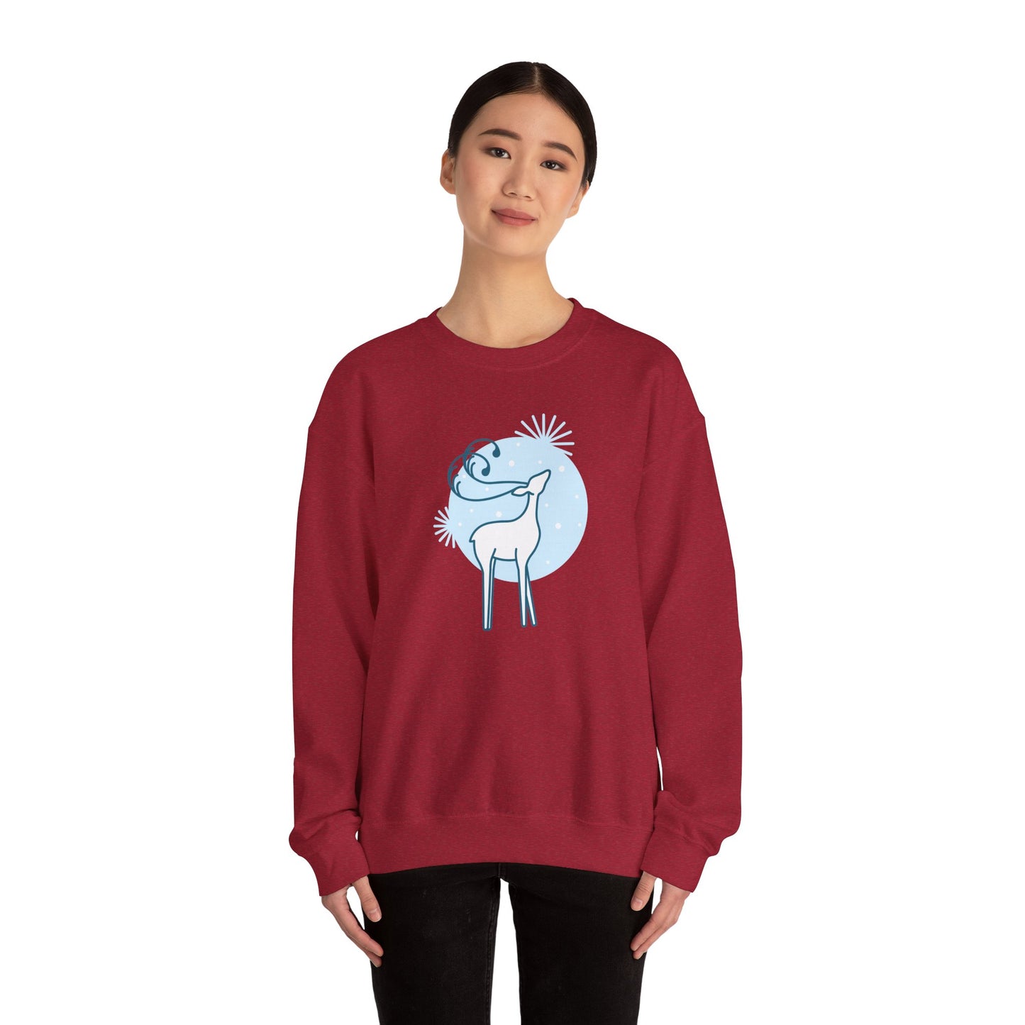 Christmas Reindeer Art Crewneck Sweatshirt