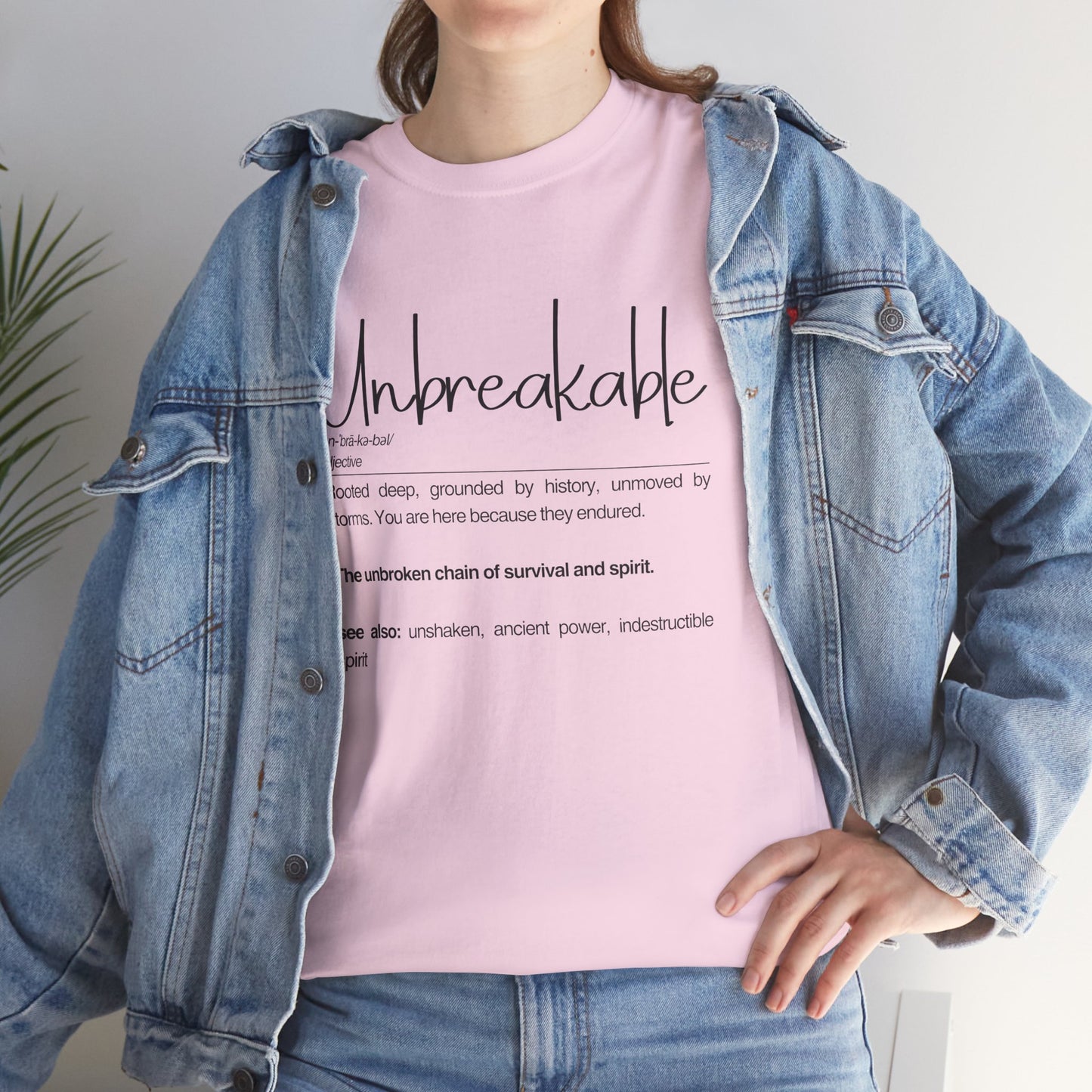 "Unbreakable" Unisex Heavy Cotton Tee - Rooted deep, Grounded by history | Casual Wear, Inspirational Gift, Everyday Comfort, Birthday Present, Motivational Apparel