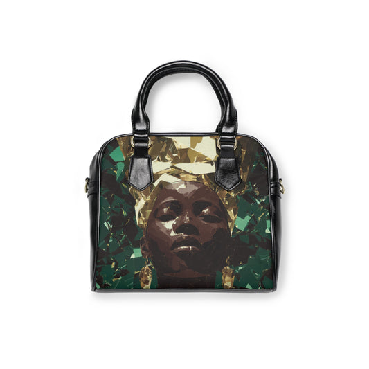 Artistic Shoulder Handbag with Empowering Design