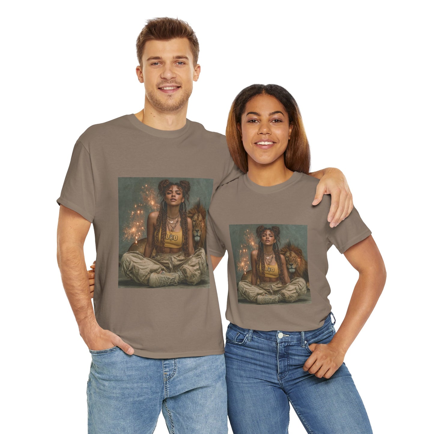 Leo Graphic Tee | Unisex Heavy Cotton T-Shirt for Yoga Lovers, Mindfulness, Gift for Her, Relaxation
