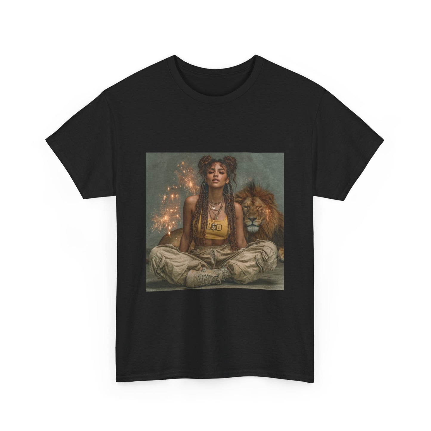 Leo Graphic Tee | Unisex Heavy Cotton T-Shirt for Yoga Lovers, Mindfulness, Gift for Her, Relaxation