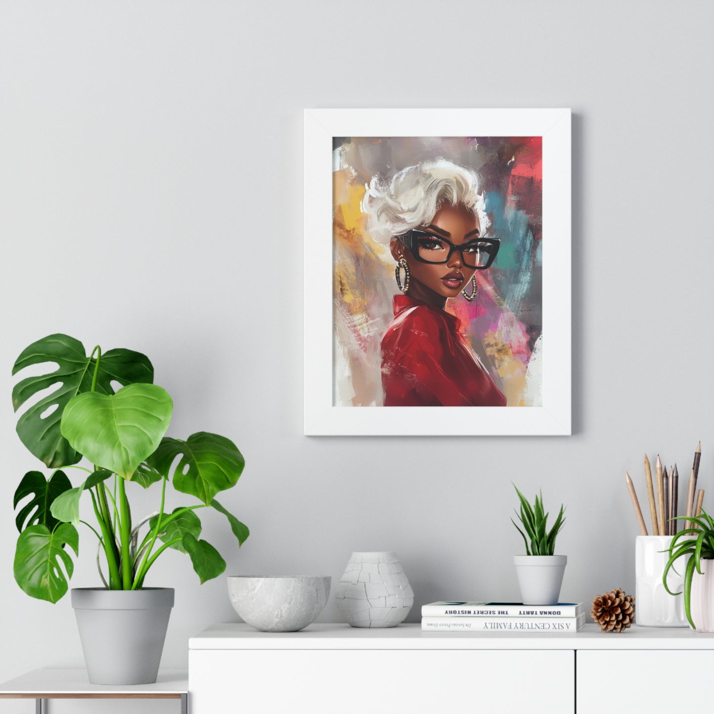 Chic Black Woman Framed Vertical Poster - Stylish Home Decor Art