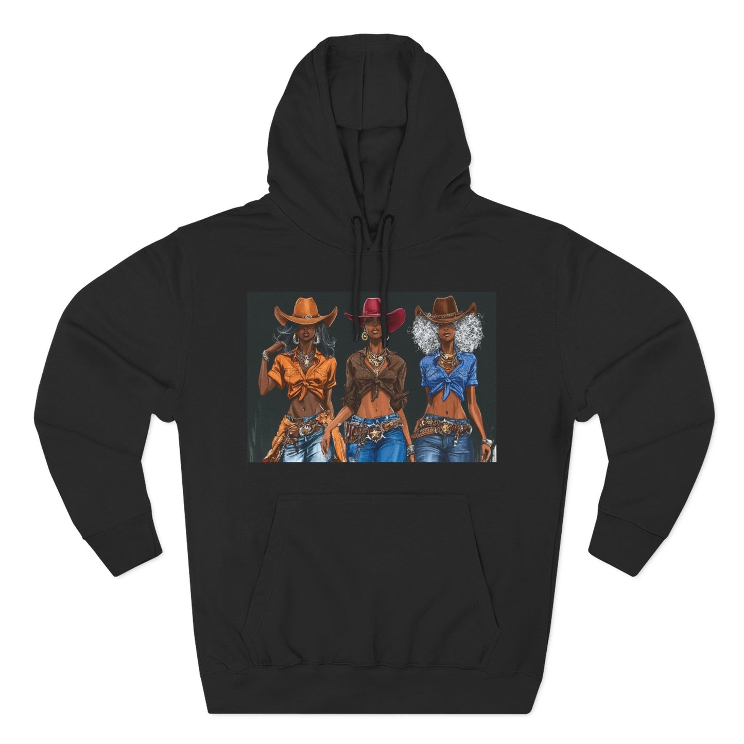 “Cowgirl Collective” Art Hoodie — Western Women Illustration Fleece Pullover