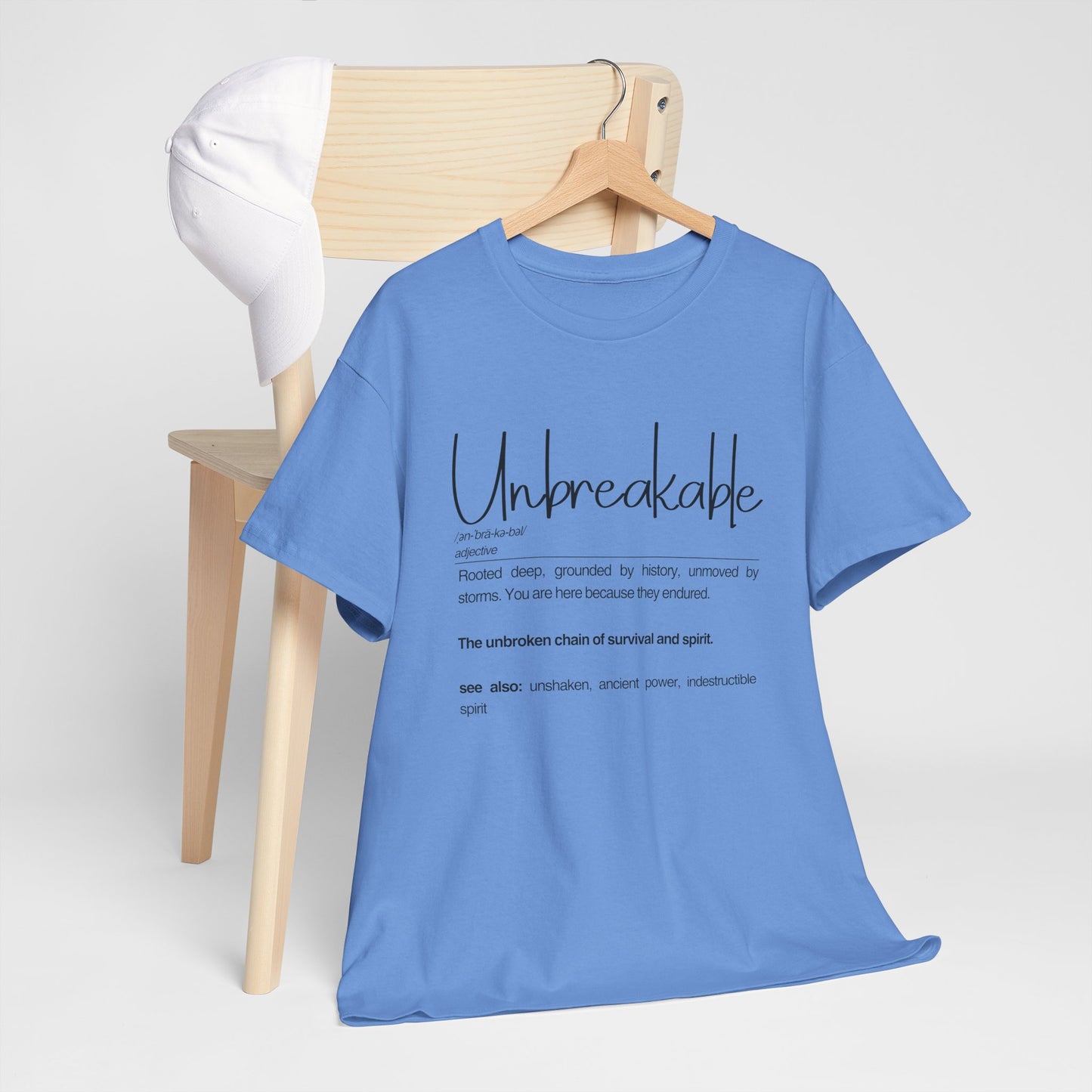 "Unbreakable" Unisex Heavy Cotton Tee - Rooted deep, Grounded by history | Casual Wear, Inspirational Gift, Everyday Comfort, Birthday Present, Motivational Apparel
