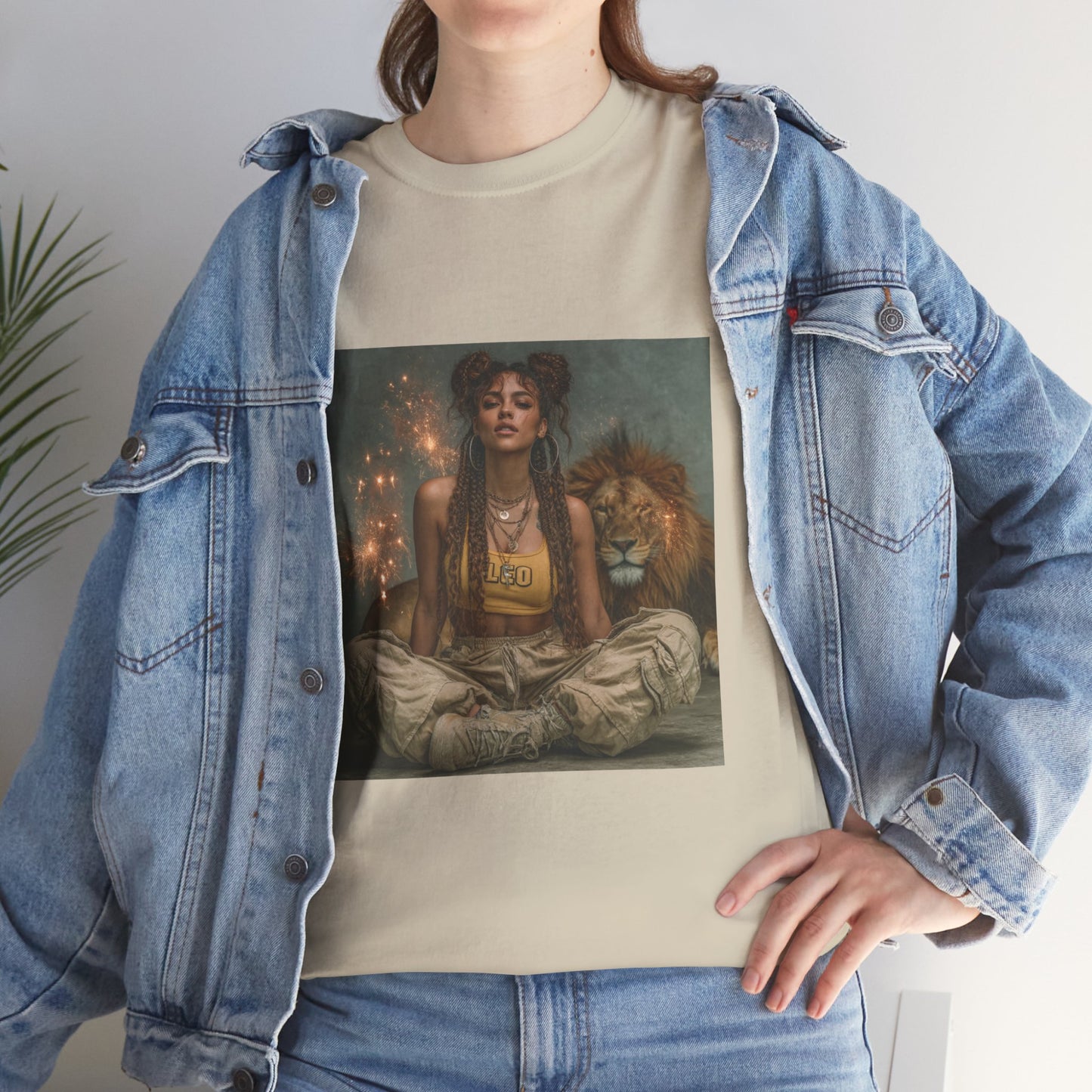 Leo Graphic Tee | Unisex Heavy Cotton T-Shirt for Yoga Lovers, Mindfulness, Gift for Her, Relaxation