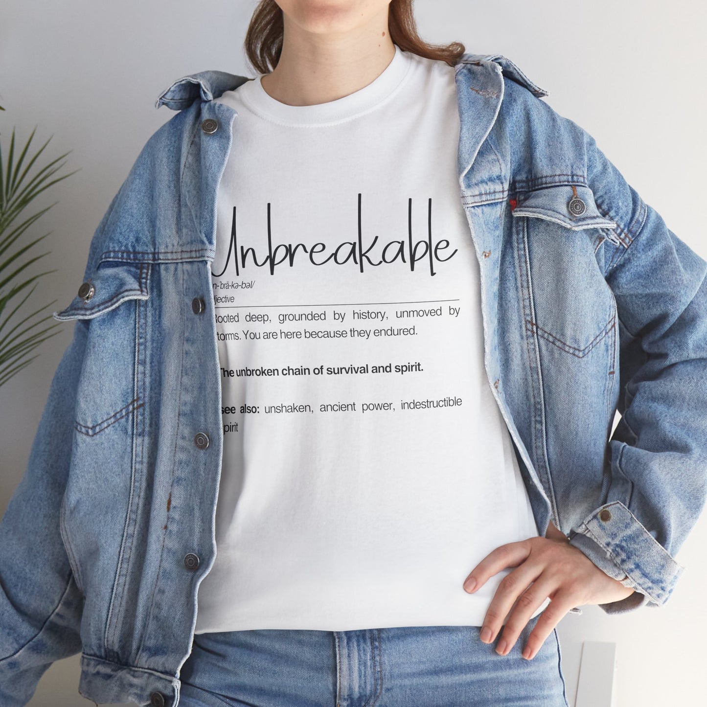 "Unbreakable" Unisex Heavy Cotton Tee - Rooted deep, Grounded by history | Casual Wear, Inspirational Gift, Everyday Comfort, Birthday Present, Motivational Apparel