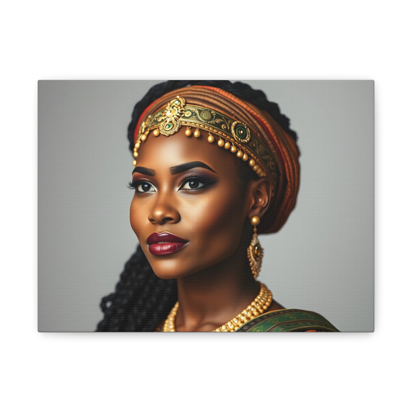 Elegant African Queen Stretched Canvas Wall Art | 1.25" Depth