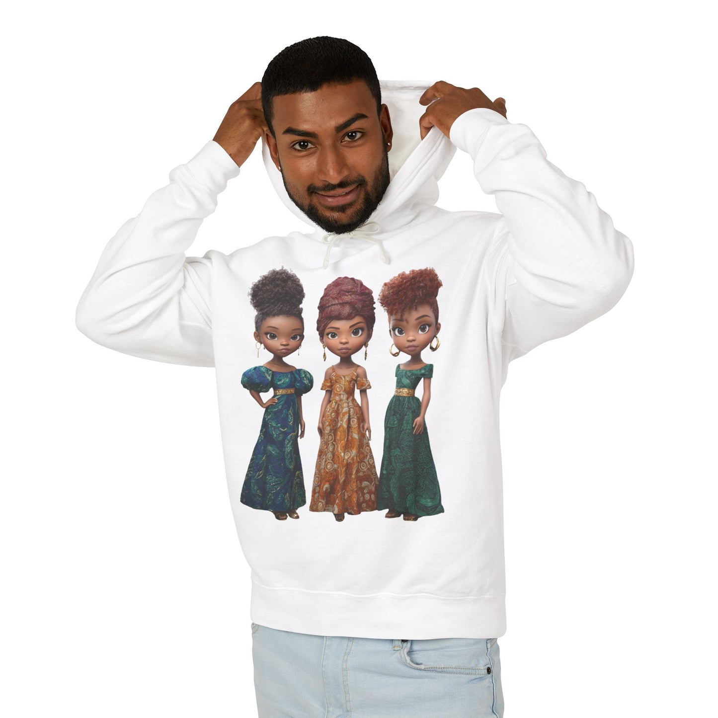 African Heritage Royalty Doll Trio Graphic Lightweight Hoodie