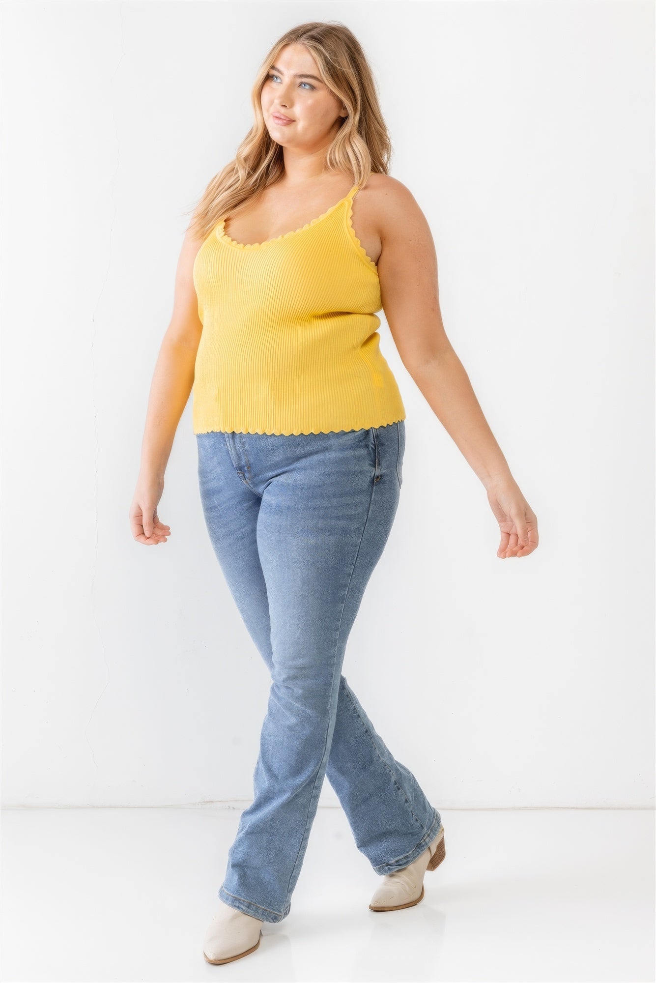 Ribbed Ruffle Tank Top