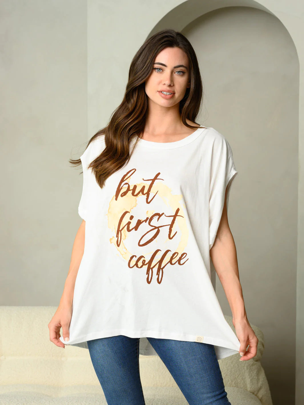 WOMEN'S SHORT SLEEVE GRAPHIC TUNIC TOP