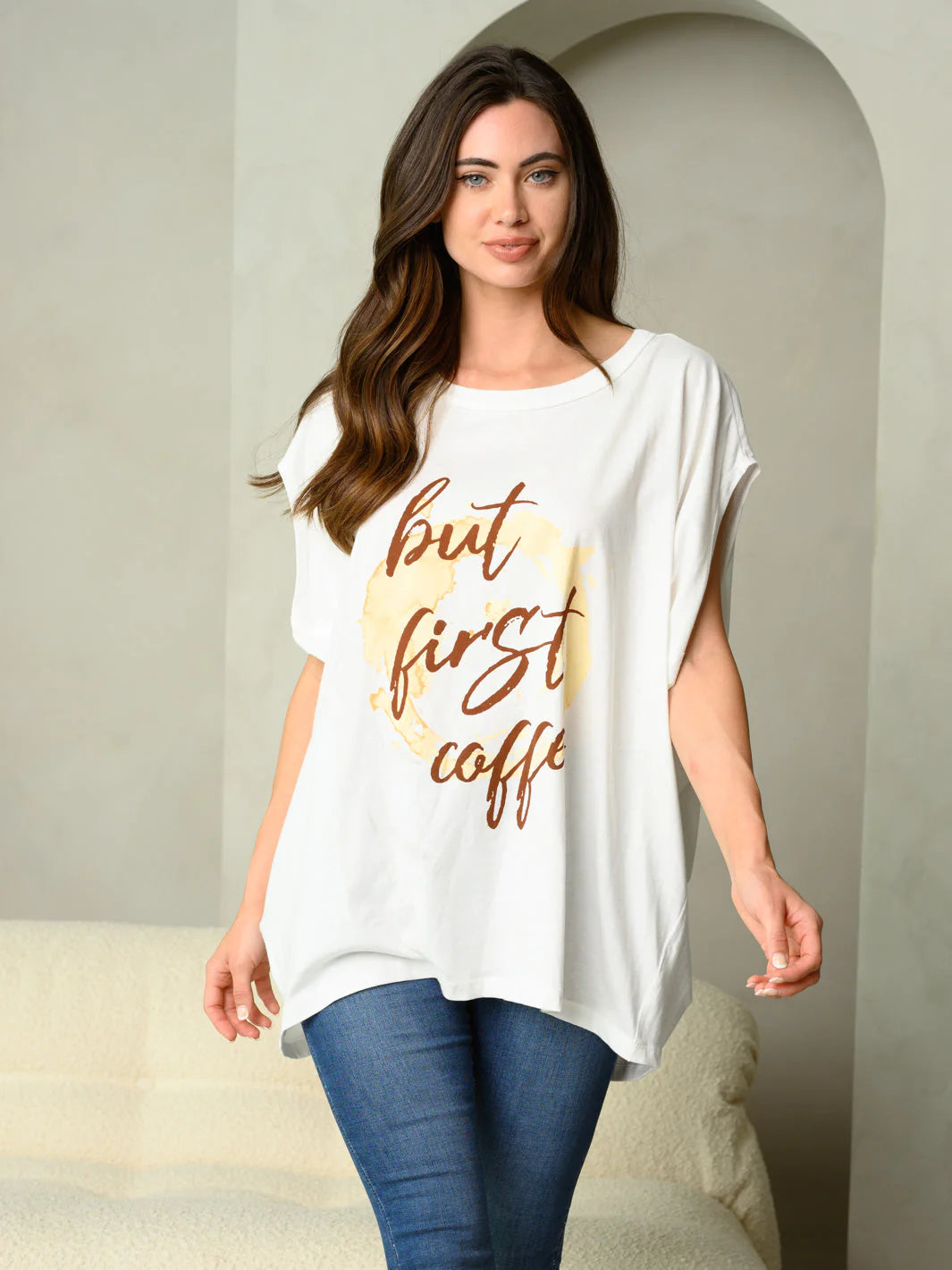 WOMEN'S SHORT SLEEVE GRAPHIC TUNIC TOP