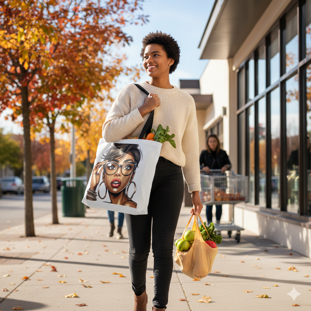 Chic Fashionista Tote Bag with Stylish Graphic Design
