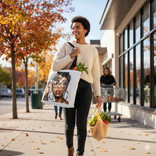 Chic Fashionista Tote Bag with Stylish Graphic Design