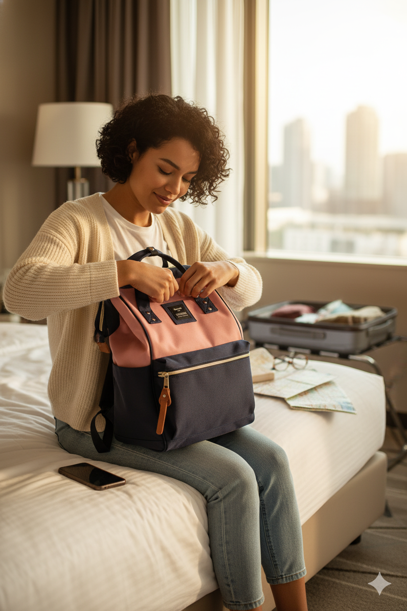 Himawari Waterproof Canvas Backpack Bag with Side Pockets