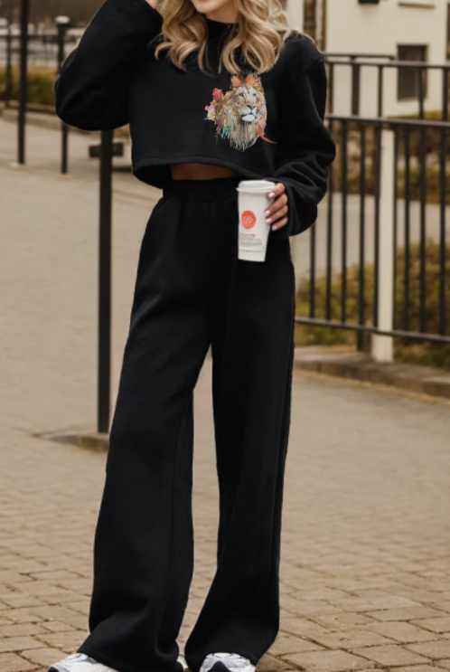 Zip Up Mock Neck Top and Pants Set