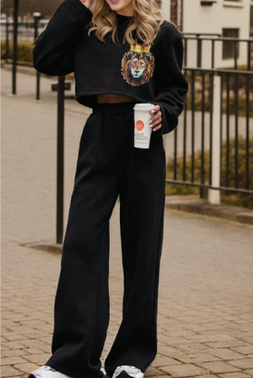 Zip Up Mock Neck Top and Pants Set