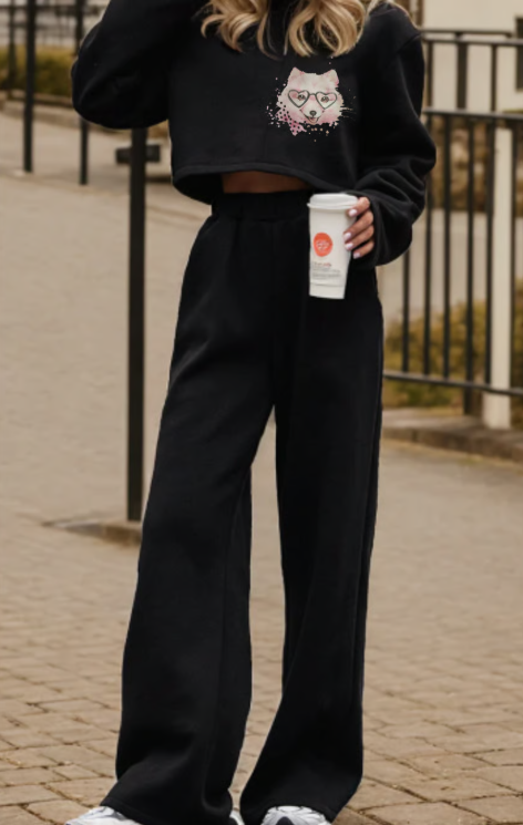 Zip Up Mock Neck Top and Pants Set