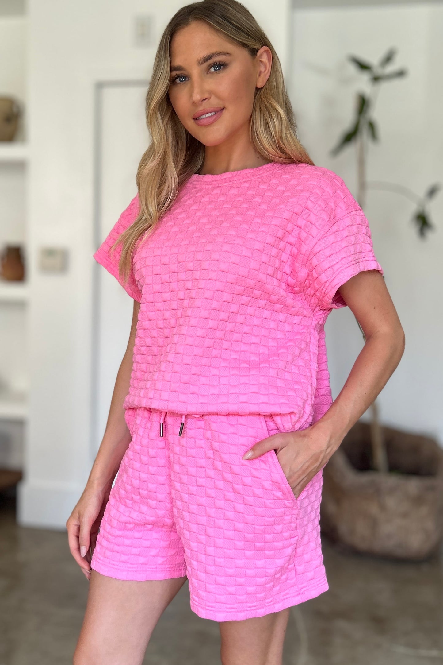 Texture T-Shirt and Shorts Set