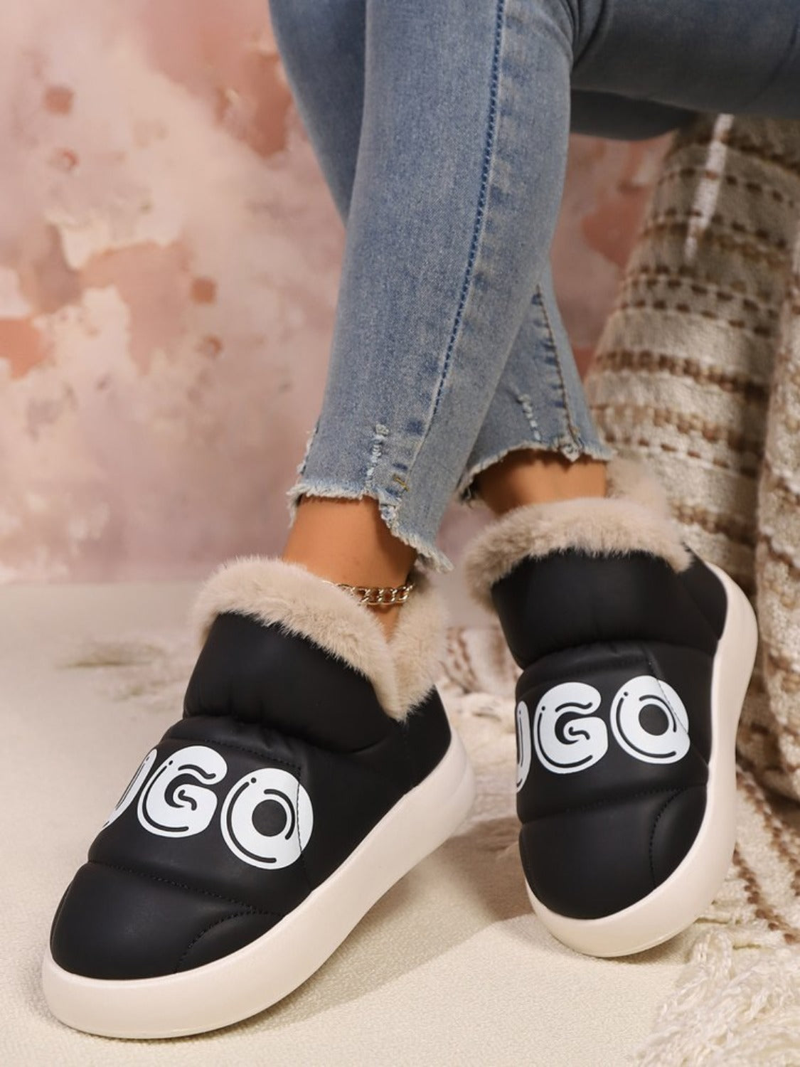 Letter Thermal Platform Slip-On Boots