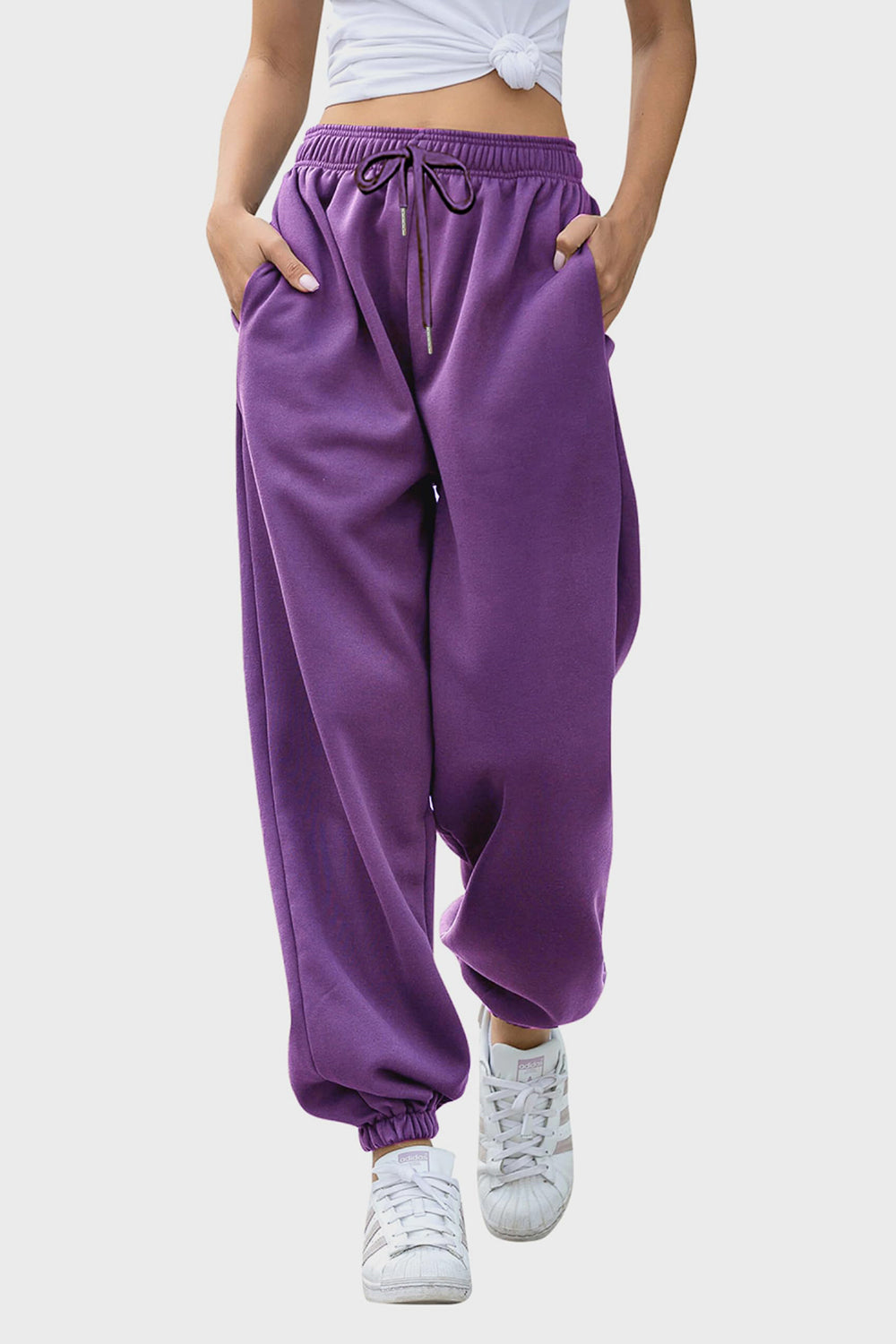 Elastic Waist Joggers with Pockets